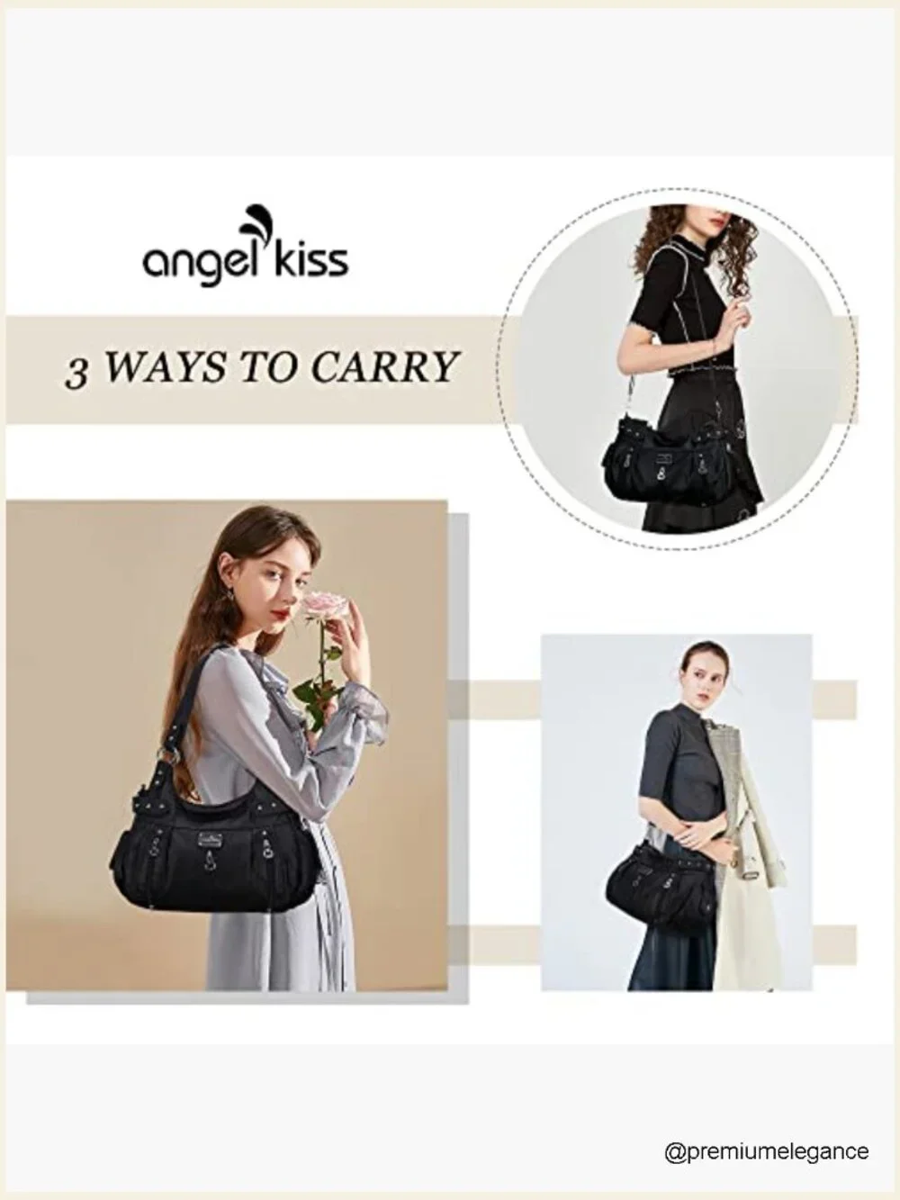 Washed Faux Leather Crossbody Hobo Satchel Shoulder Handbag Tote Purse